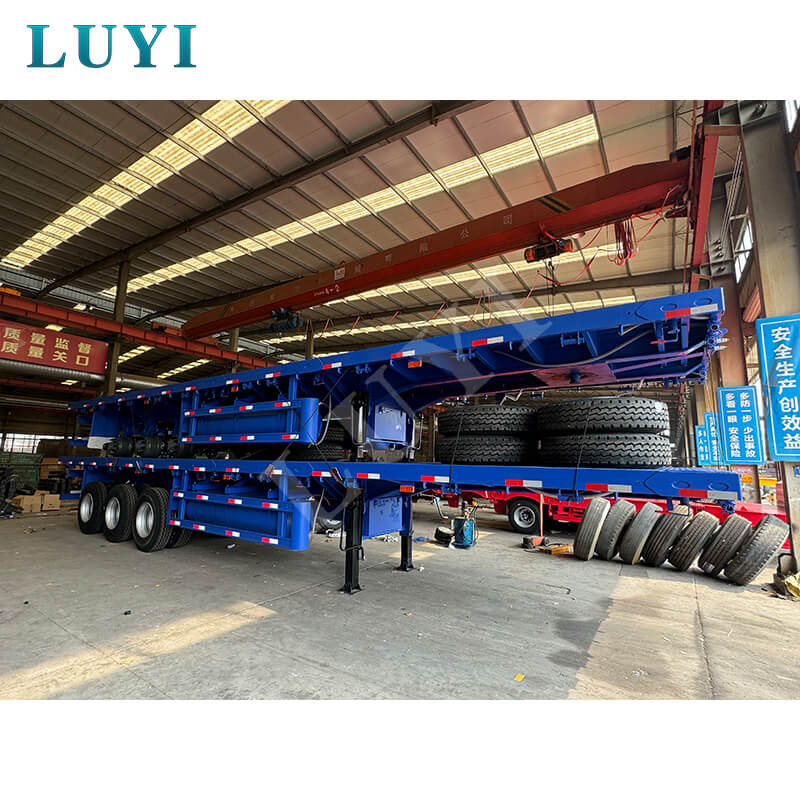 3軸4フィート50トンフラットベッドセミトレーラー