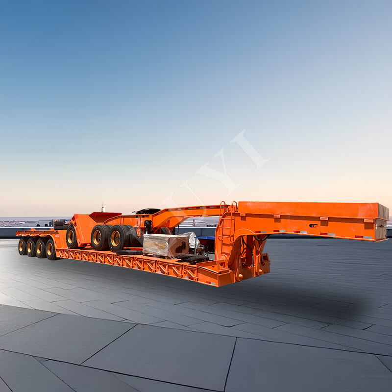 4軸80トン脱着式グースネックローベッドセミトレーラー