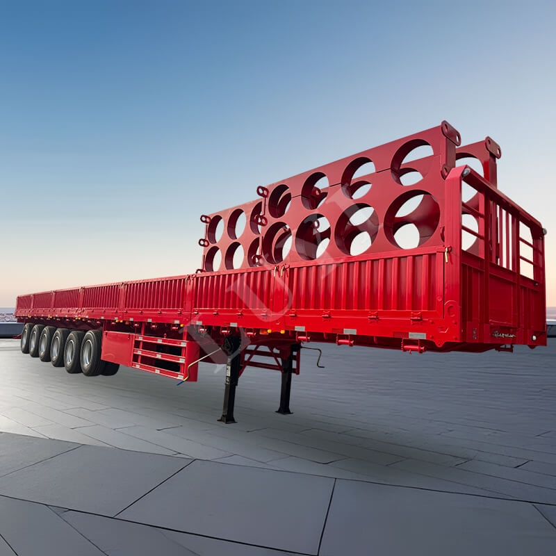 6軸15.5メートル80-100トン40フィートサイドウォールセミトレーラー、