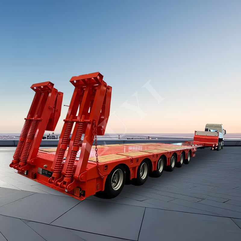 6軸トレーラー、80トン、100トン、120トングースネック、格納式低床トレーラー