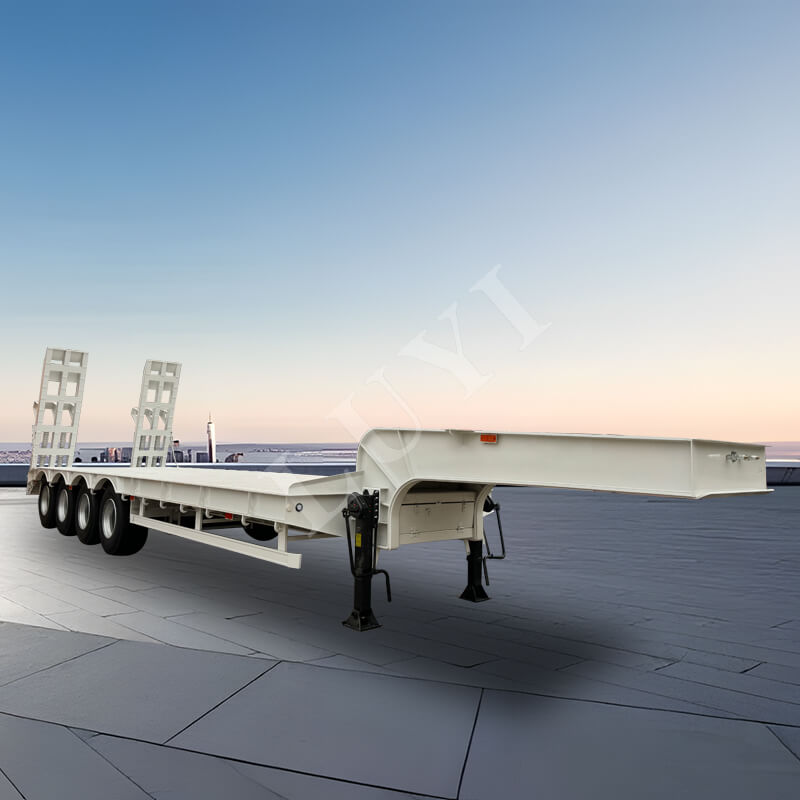 重機輸送用の機械式はしごを備えた頑丈な 4 軸低床トレーラー