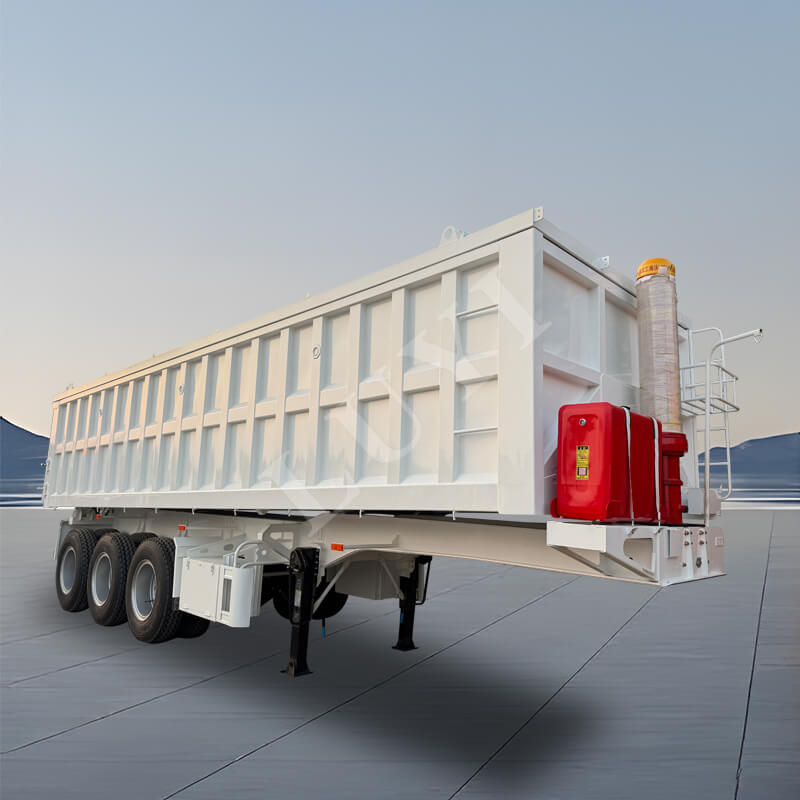 3 車軸長方形 U 形 60 トン後部転倒ダンプ セミ トレーラー