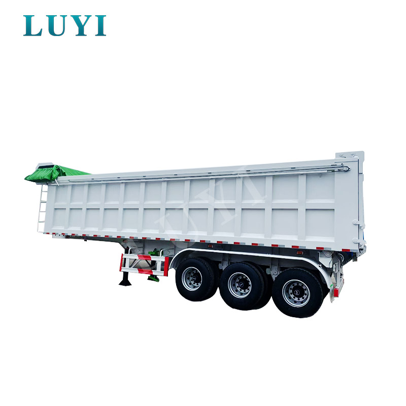 白い 3 軸後部転倒ダンプ セミトレーラー